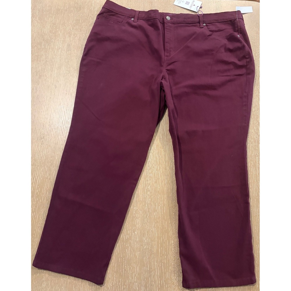 Gloria Vanderbilt Women's Red Amanda Twill Straight Jeans Pants Size 24W Short‎